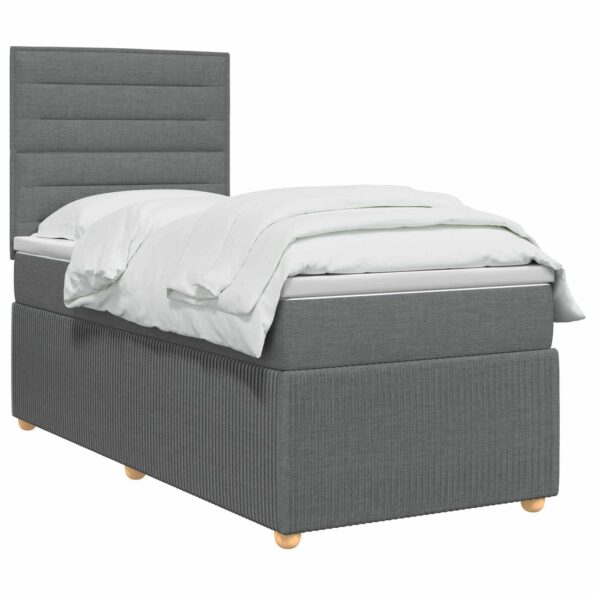 vidaXL LED boxspring posteľ s matracom Tmavosivá 80 x 200 cm Látka – Obrázok 2