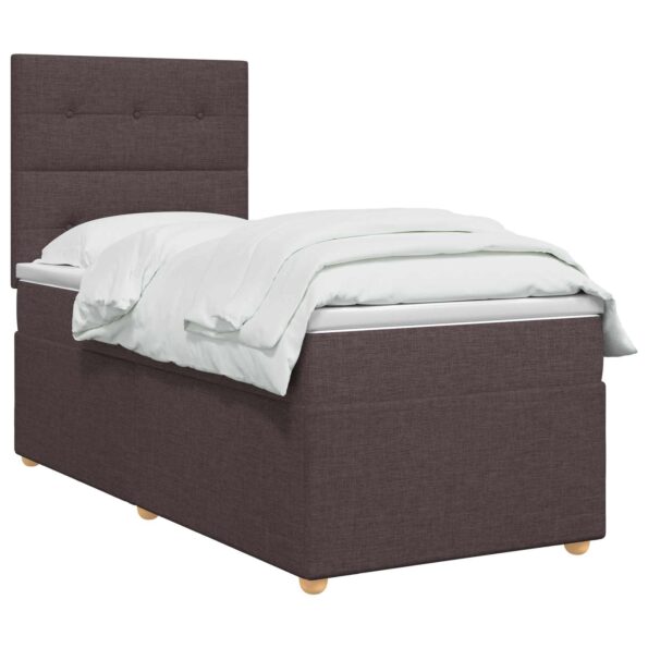 vidaXL LED boxspring posteľ s matracom Tmavohnedá 80 x 200 cm Látka – Obrázok 2
