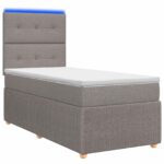 vidaXL LED boxspring posteľ s matracom Sivohnedá 90 x 190 cm Látka
