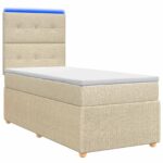 vidaXL LED boxspring posteľ s matracom Krémová 90 x 190 cm Látka