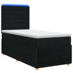 vidaXL LED boxspring posteľ s matracom Čierna 90 x 200 cm Látka