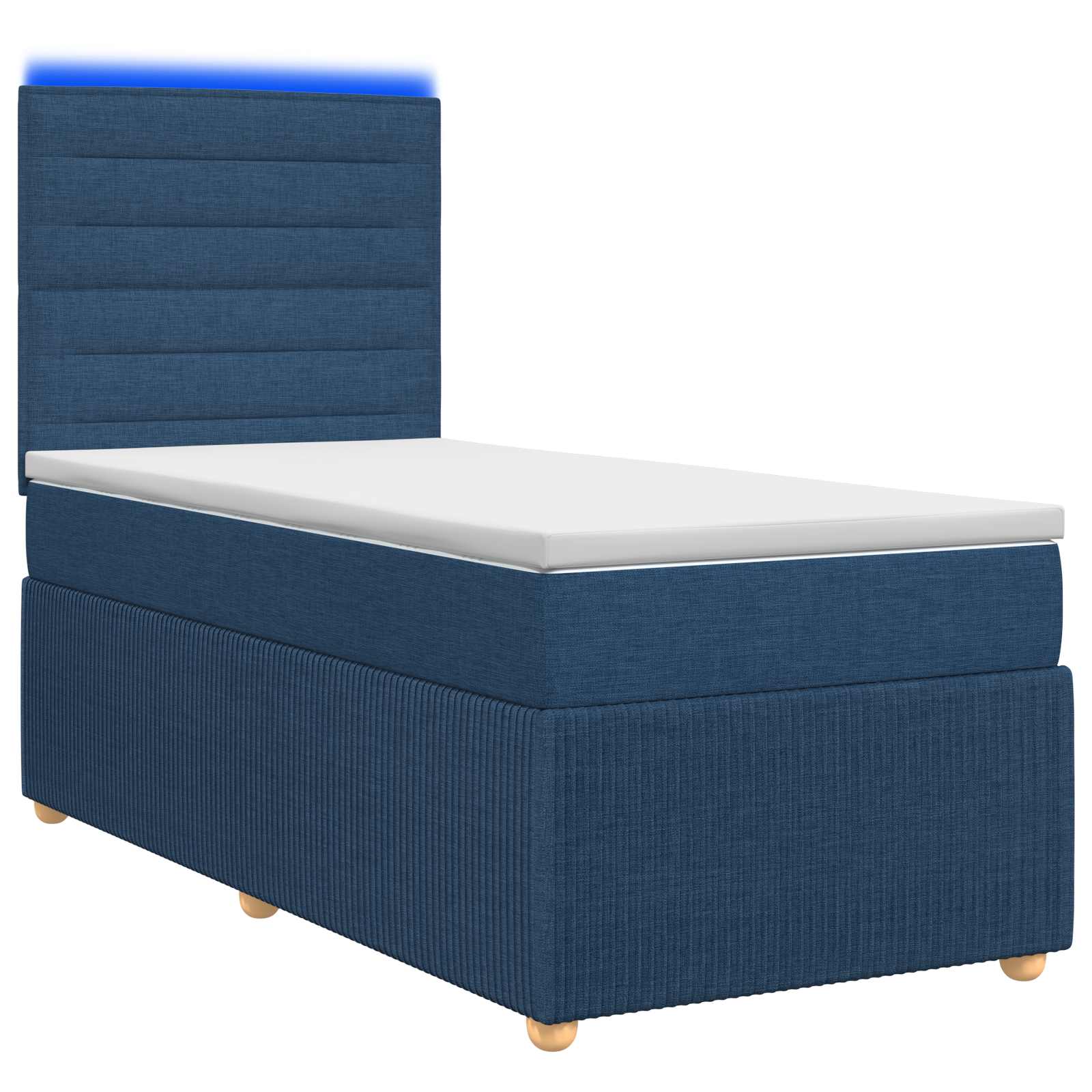 3455768_1.jpg vidaXL LED boxspring posteľ s matracom Modrá 90 x 200 cm Látka – Obrázok 1