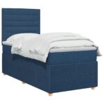vidaXL LED boxspring posteľ s matracom Modrá 90 x 200 cm Látka – Obrázok 2