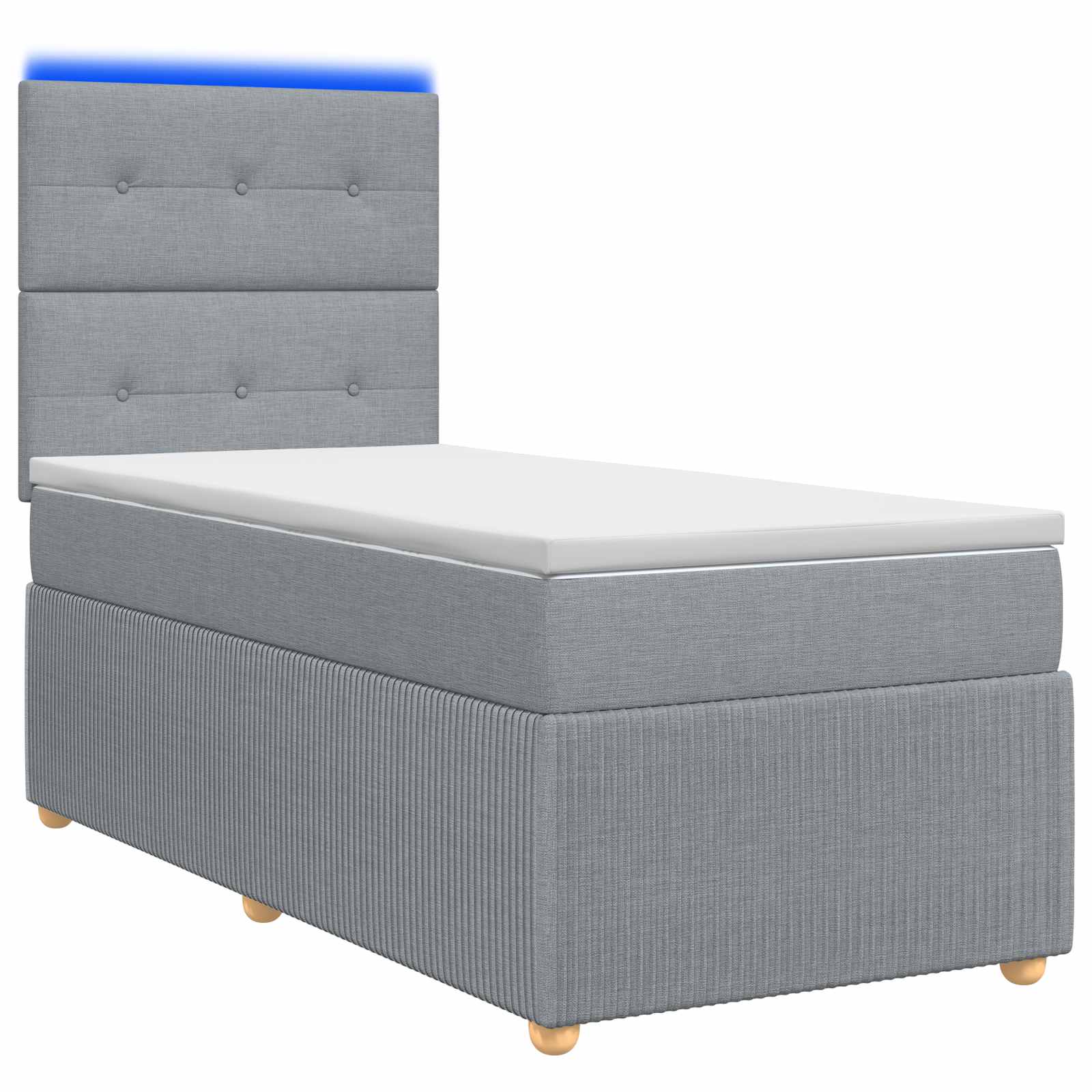 3455769_1.jpg vidaXL LED boxspring posteľ s matracom Svetlosivá 90 x 200 cm Látka – Obrázok 1