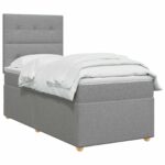 vidaXL LED boxspring posteľ s matracom Svetlosivá 90 x 200 cm Látka – Obrázok 2