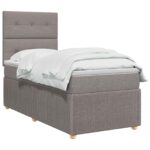 vidaXL LED boxspring posteľ s matracom Sivohnedá 90 x 200 cm Látka – Obrázok 2