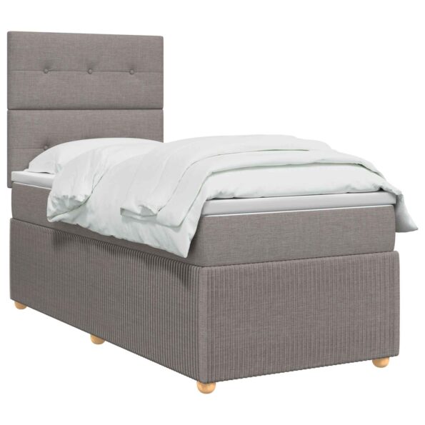 vidaXL LED boxspring posteľ s matracom Sivohnedá 90 x 200 cm Látka – Obrázok 2