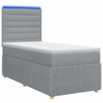 vidaXL LED boxspring posteľ s matracom Svetlosivá 100 x 200 cm Látka