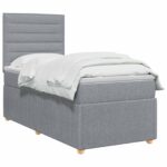 vidaXL LED boxspring posteľ s matracom Svetlosivá 100 x 200 cm Látka – Obrázok 2