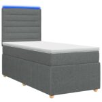 vidaXL LED boxspring posteľ s matracom Tmavosivá 100 x 200 cm Látka