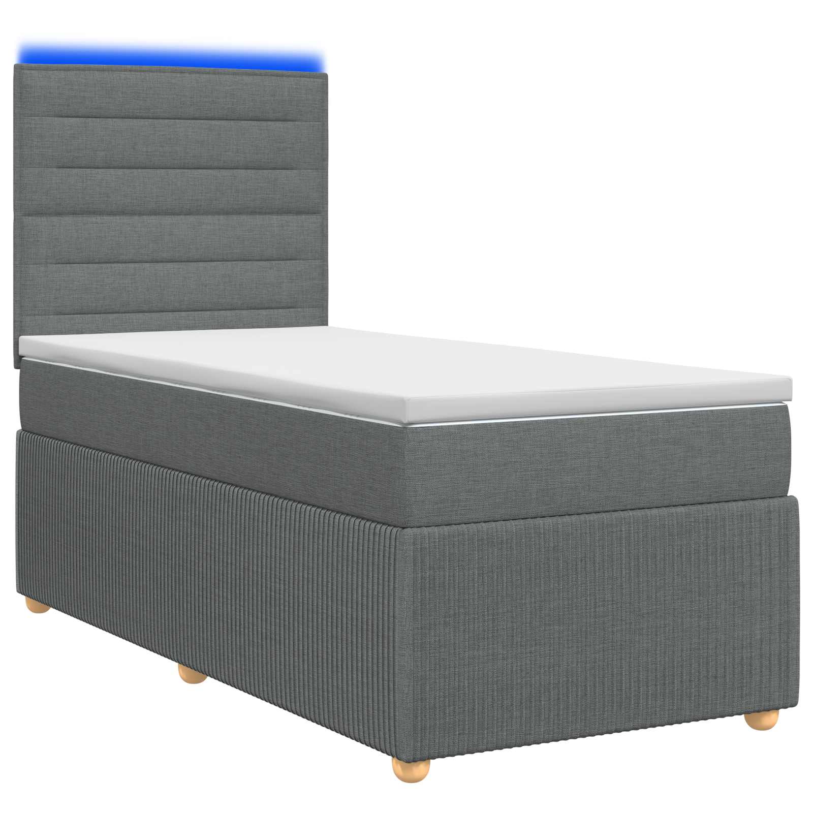 3455784_1.jpg vidaXL LED boxspring posteľ s matracom Tmavosivá 100 x 200 cm Látka – Obrázok 1