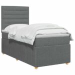 vidaXL LED boxspring posteľ s matracom Tmavosivá 100 x 200 cm Látka – Obrázok 2