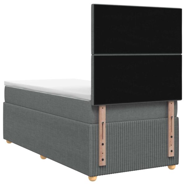vidaXL LED boxspring posteľ s matracom Tmavosivá 100 x 200 cm Látka – Obrázok 7