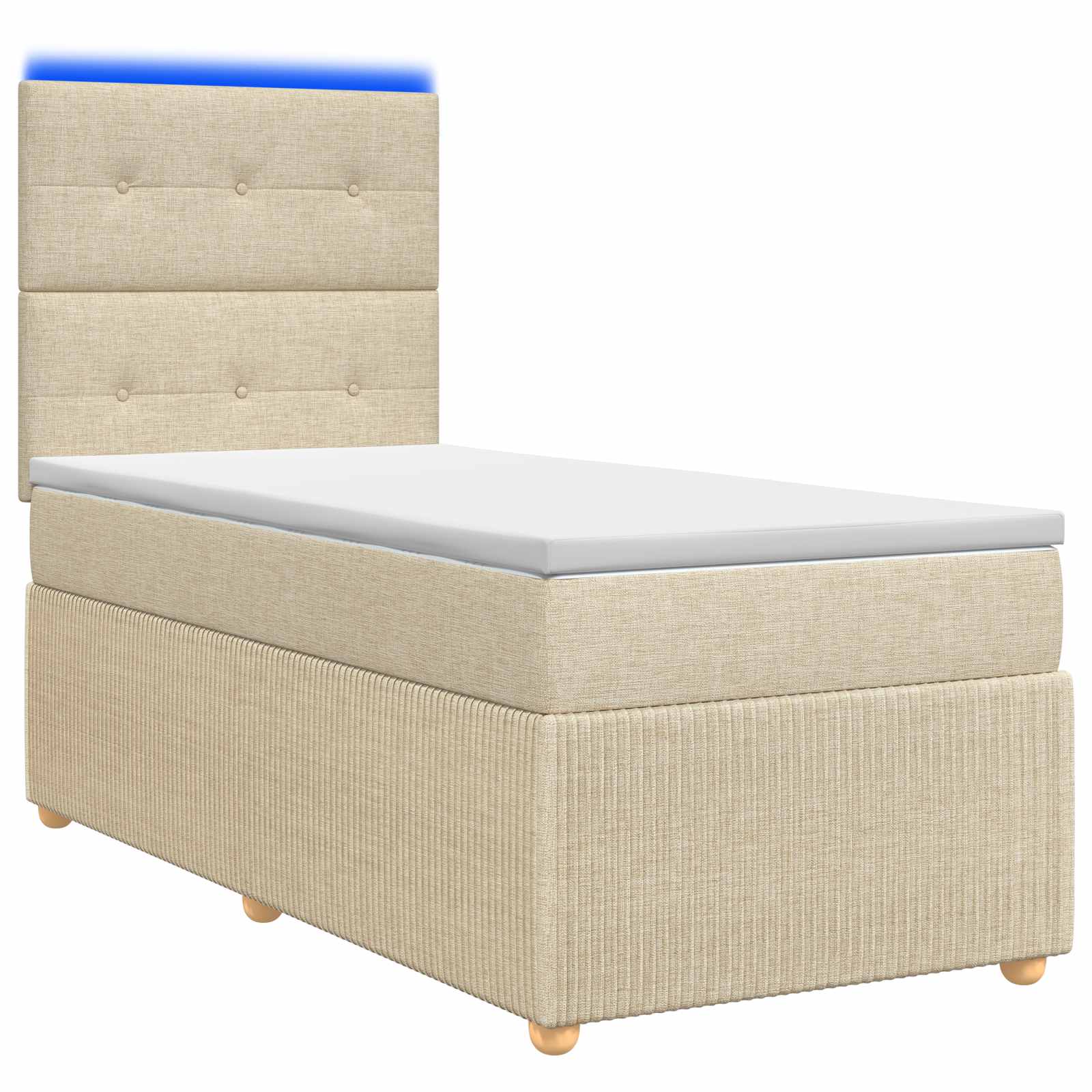 3455795_1.jpg vidaXL LED boxspring posteľ s matracom Krémová 100 x 200 cm Látka – Obrázok 1