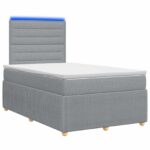 vidaXL LED boxspring posteľ s matracom Svetlosivá 120 x 190 cm Látka