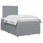 vidaXL LED boxspring posteľ s matracom Svetlosivá 120 x 190 cm Látka – Obrázok 2