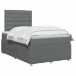 vidaXL LED boxspring posteľ s matracom Tmavosivá 120 x 190 cm Látka – Obrázok 2
