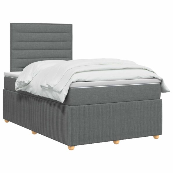 vidaXL LED boxspring posteľ s matracom Tmavosivá 120 x 190 cm Látka – Obrázok 2