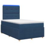 vidaXL LED boxspring posteľ s matracom Modrá 120 x 190 cm Látka