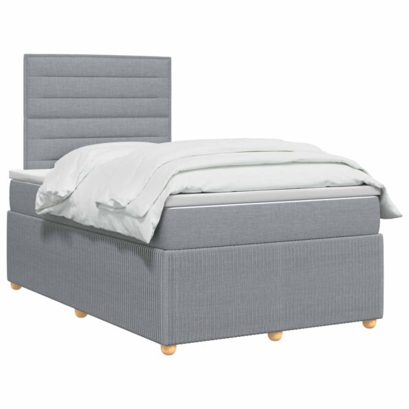 vidaXL LED boxspring posteľ s matracom Svetlosivá 120 x 200 cm Látka – Obrázok 2
