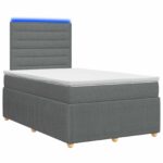 vidaXL LED boxspring posteľ s matracom Tmavosivá 120 x 200 cm Látka