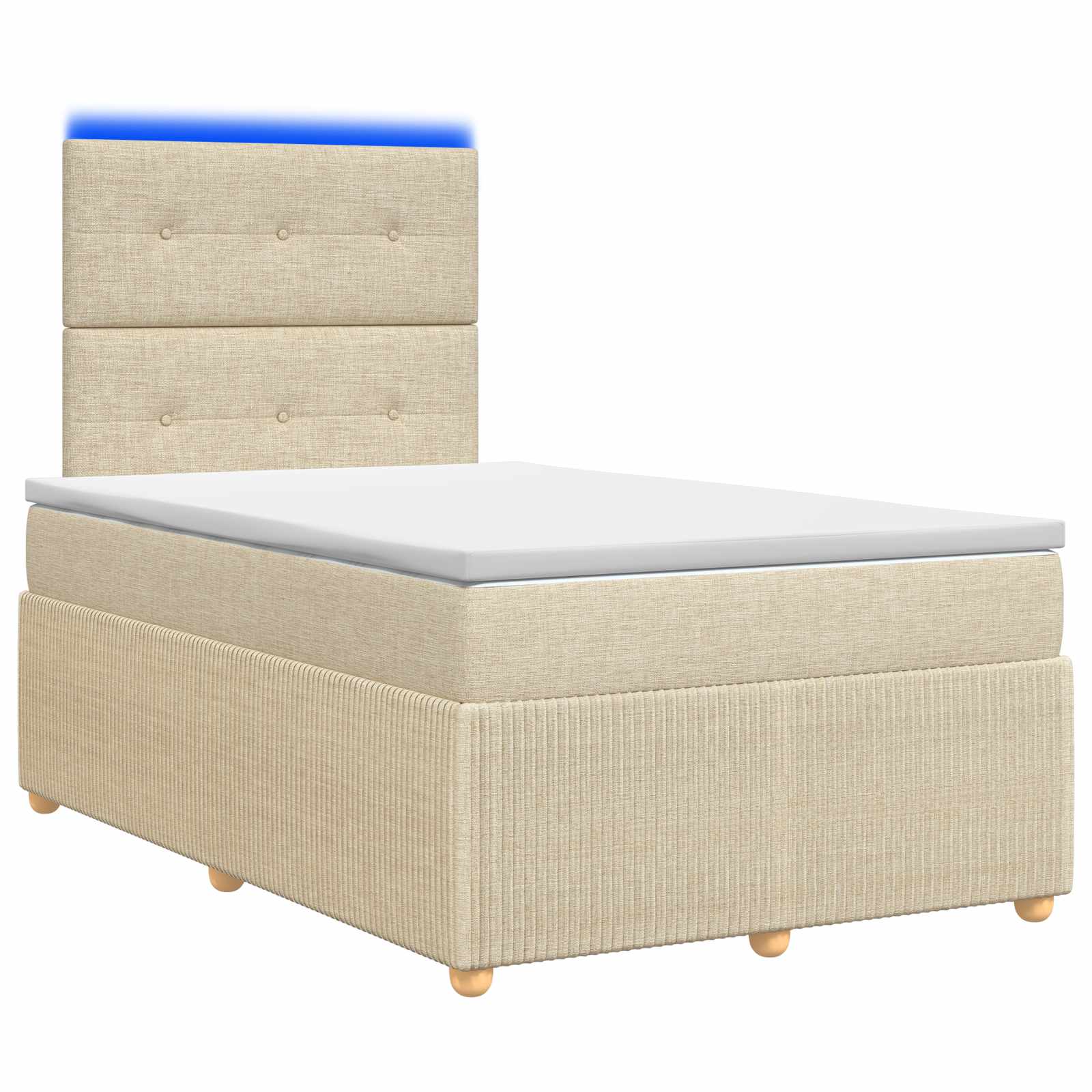 3455837_1.jpg vidaXL LED boxspring posteľ s matracom Krémová 120 x 200 cm Látka – Obrázok 1