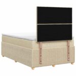 vidaXL LED boxspring posteľ s matracom Krémová 120 x 200 cm Látka – Obrázok 7