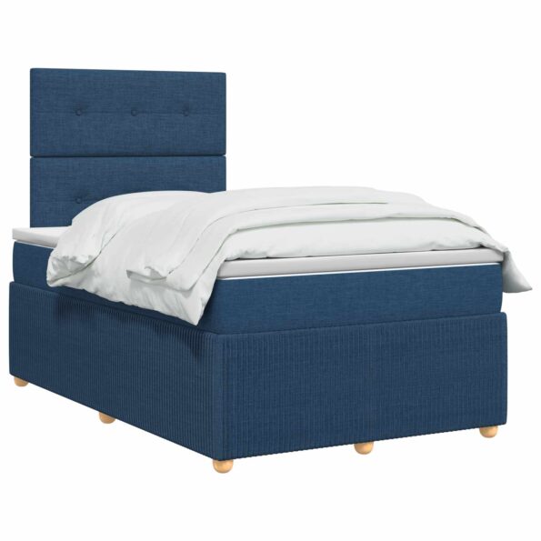 vidaXL LED boxspring posteľ s matracom Modrá 120 x 200 cm Látka – Obrázok 2