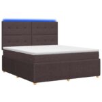 vidaXL LED boxspring posteľ s matracom Tmavohnedá 140 x 190 cm Látka
