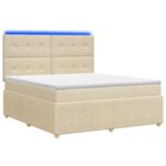 vidaXL LED boxspring posteľ s matracom Krémová 140 x 190 cm Látka