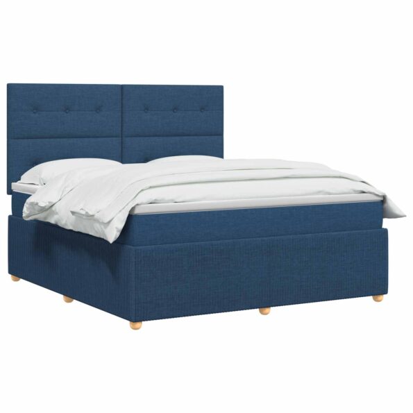 vidaXL LED boxspring posteľ s matracom Modrá 140 x 190 cm Látka – Obrázok 2