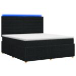 vidaXL LED boxspring posteľ s matracom Čierna 140 x 200 cm Látka