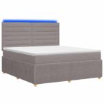 vidaXL LED boxspring posteľ s matracom Sivohnedá 140 x 200 cm Látka