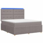 vidaXL LED boxspring posteľ s matracom Sivohnedá 140 x 200 cm Látka