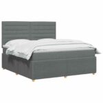 vidaXL LED boxspring posteľ s matracom Tmavosivá 160 x 200 cm Látka – Obrázok 2