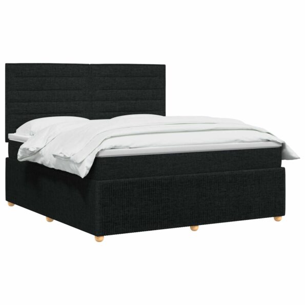 vidaXL LED boxspring posteľ s matracom Čierna 160 x 200 cm Látka – Obrázok 2