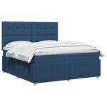 vidaXL LED boxspring posteľ s matracom Modrá 160 x 200 cm Látka – Obrázok 2