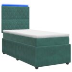 vidaXL LED boxspring posteľ s matracom Tmavozelená 100 x 200 cm Zamat