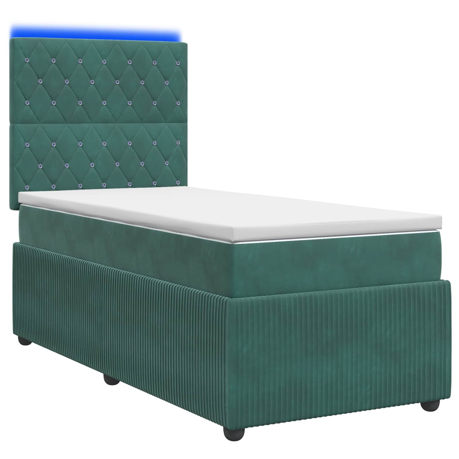 3456008_1.jpg vidaXL LED boxspring posteľ s matracom Tmavozelená 100 x 200 cm Zamat – Obrázok 1