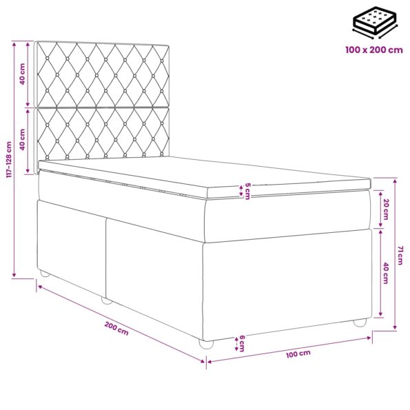 vidaXL LED boxspring posteľ s matracom Tmavozelená 100 x 200 cm Zamat – Obrázok 11