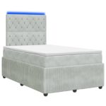 vidaXL LED boxspring posteľ s matracom Svetlosivá 120 x 190 cm Zamat