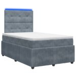vidaXL LED boxspring posteľ s matracom Tmavosivá 120 x 190 cm Zamat