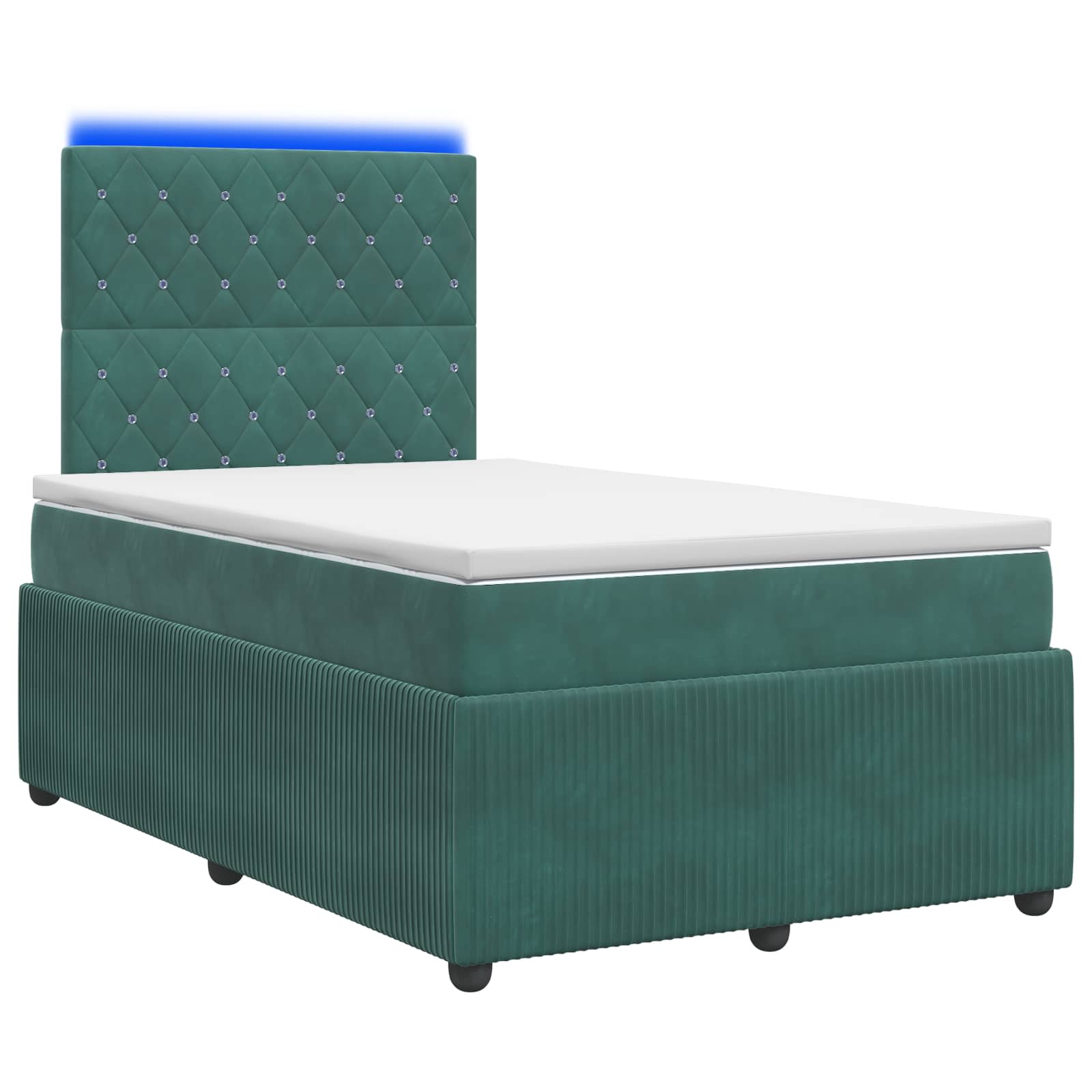 3456044_1.jpg vidaXL LED boxspring posteľ s matracom Tmavozelená 120 x 200 cm Zamat – Obrázok 1