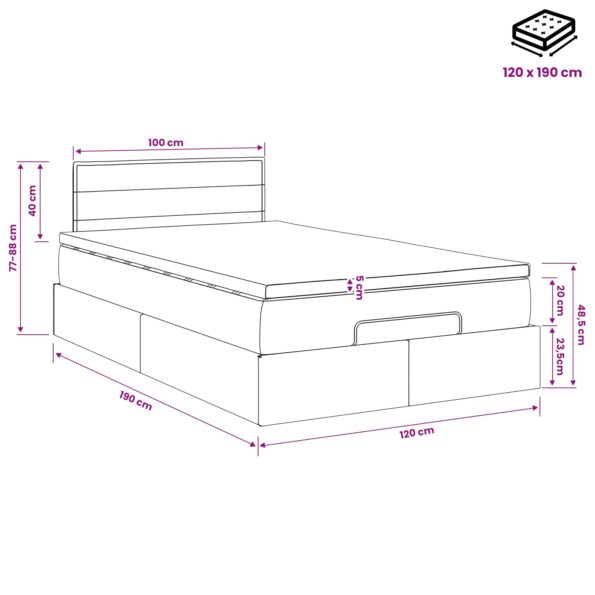 vidaXL Polohovací postel s matrací Modrá 120 x 190 cm Látka – Obrázok 11