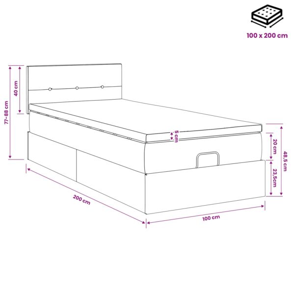 vidaXL Polohovací postel s matrací Tmavohnedá 100 x 200 cm Látka – Obrázok 11