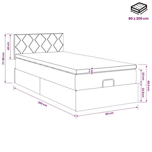 vidaXL Polohovací postel s matrací Modrá 80 x 200 cm Látka – Obrázok 11
