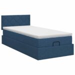 vidaXL Polohovací postel s matrací Modrá 80 x 200 cm Látka – Obrázok 7