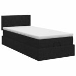 vidaXL Polohovací postel s matrací Čierna 100 x 200 cm Látka – Obrázok 7