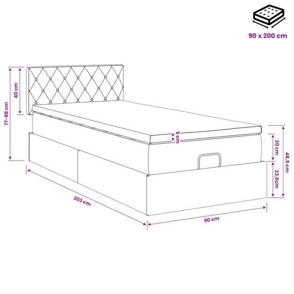vidaXL Polohovací postel s matrací Svetlosivá 90 x 200 cm Zamat – Obrázok 11