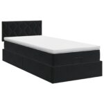 vidaXL Polohovací postel s matrací Čierna 90 x 190 cm Zamat – Obrázok 7